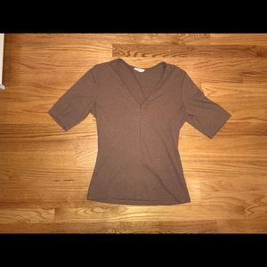 Tan V-neck Long T-shirt